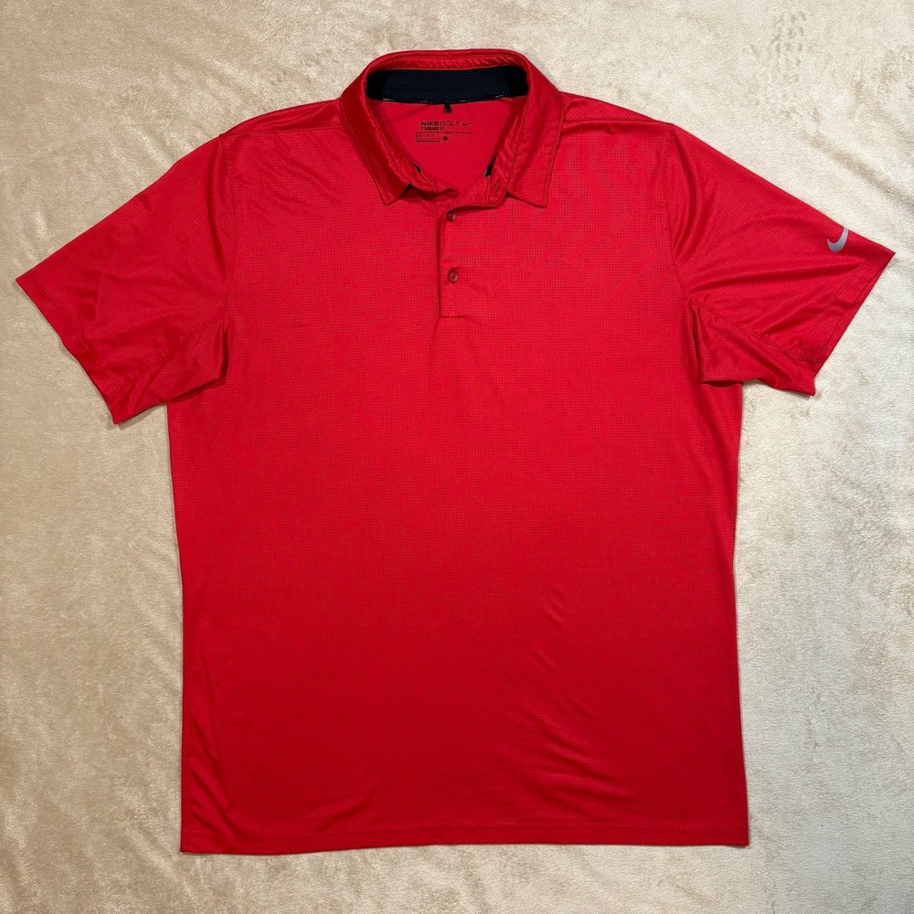 Nike Mobility Micro‎ Geo Men's Golf Polo Short Sleeves Red Large